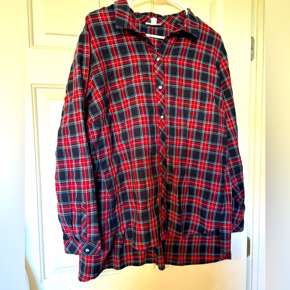 J. Jill Tops - J Jill Button up Shirt Red/Navy Blue/Yellow Plaid Women’s Blouse SZ XL NormCore